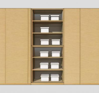 一字敞开衣柜衣帽间SU模型下载_sketchup草图大师SKP模型