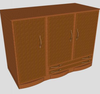 田园三门衣柜SU模型下载_sketchup草图大师SKP模型