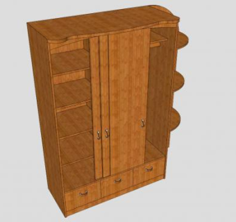 木质架子衣柜SU模型下载_sketchup草图大师SKP模型