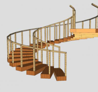 螺旋实木楼梯SU模型下载_sketchup草图大师SKP模型