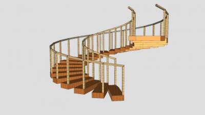 螺旋实木楼梯SU模型下载_sketchup草图大师SKP模型