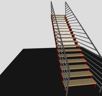 金属单跑楼梯架SU模型下载_sketchup草图大师SKP模型