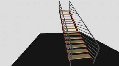 金属单跑楼梯架SU模型下载_sketchup草图大师SKP模型