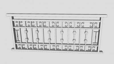 小区镂雕护栏SU模型下载_sketchup草图大师SKP模型