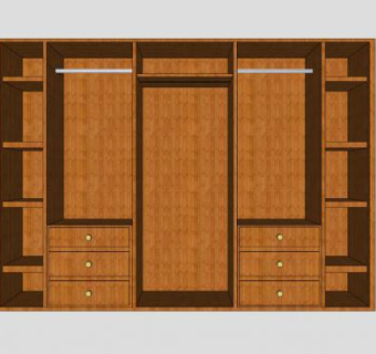 实木敞开衣柜SU模型下载_sketchup草图大师SKP模型