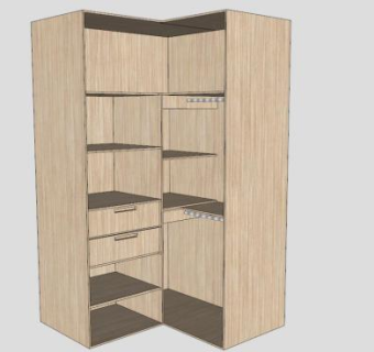 角落转角衣柜SU模型下载_sketchup草图大师SKP模型