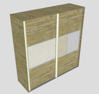 实木双滑门玻璃衣柜SU模型下载_sketchup草图大师SKP模型