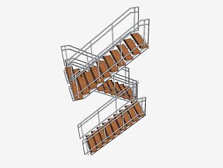 钢框架楼梯SU模型下载_sketchup草图大师SKP模型
