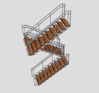 钢框架楼梯SU模型下载_sketchup草图大师SKP模型