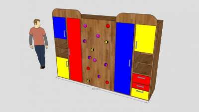 儿童实木孩子衣橱SU模型下载_sketchup草图大师SKP模型