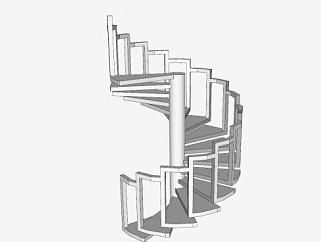 现代风格螺旋式楼梯SU模型下载_sketchup草图大师SKP模型