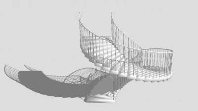 现代别墅旋转楼梯SU模型下载_sketchup草图大师SKP模型