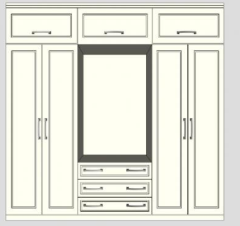 简易四门衣柜SU模型下载_sketchup草图大师SKP模型