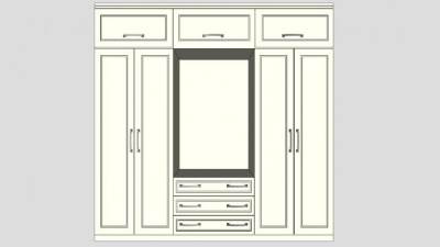 简易四门衣柜SU模型下载_sketchup草图大师SKP模型