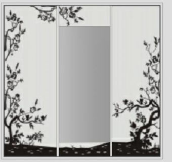 简易花纹三门衣柜SU模型下载_sketchup草图大师SKP模型