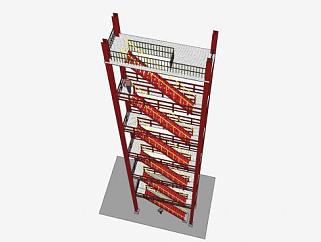 工业楼梯系统SU模型下载_sketchup草图大师SKP模型