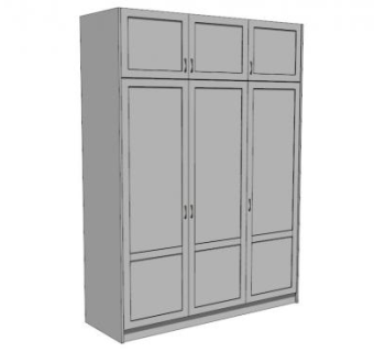 简易三门衣柜SU模型下载_sketchup草图大师SKP模型