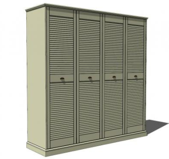 现代休闲四门衣柜SU模型下载_sketchup草图大师SKP模型