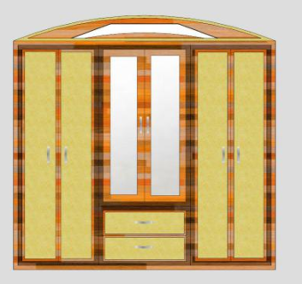 现代抽屉四门镜子衣柜SU模型下载_sketchup草图大师SKP模型