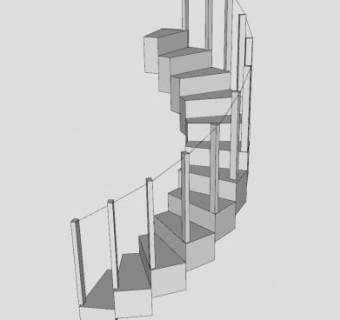 缩颈楼梯SU模型下载_sketchup草图大师SKP模型