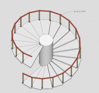 金属旋转护栏楼梯SU模型下载_sketchup草图大师SKP模型