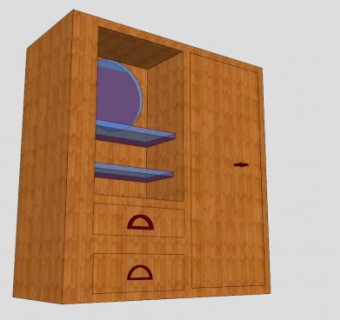 半开放式木质衣柜SU模型下载_sketchup草图大师SKP模型