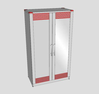 不锈钢双开门衣柜SU模型下载_sketchup草图大师SKP模型