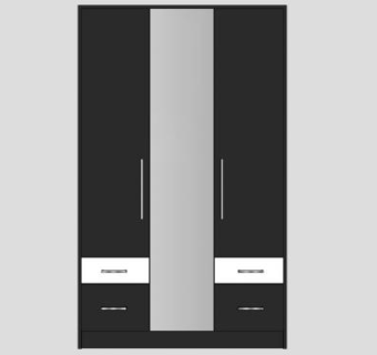 黑色平开门式衣柜SU模型下载_sketchup草图大师SKP模型