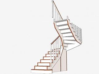 维多利亚风格护栏楼梯SU模型下载_sketchup草图大师SKP模型
