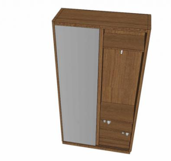 木质推拉双滑门衣柜SU模型下载_sketchup草图大师SKP模型