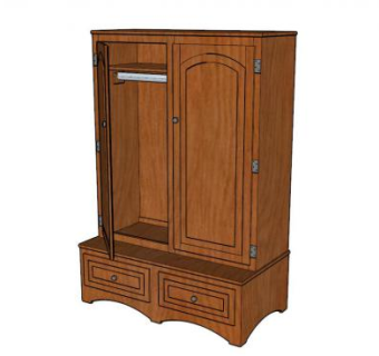 老式双开门衣柜SU模型下载_sketchup草图大师SKP模型