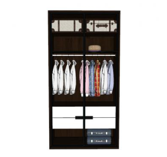 现代黑色衣柜SU模型下载_sketchup草图大师SKP模型