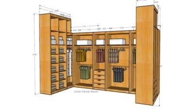 木质U型衣柜衣橱SU模型下载_sketchup草图大师SKP模型
