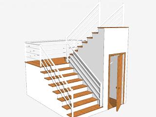 带壁橱的楼梯SU模型下载_sketchup草图大师SKP模型