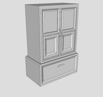 现代双开门式白色衣柜SU模型下载_sketchup草图大师SKP模型