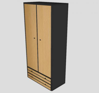 木质双开门平开衣柜SU模型下载_sketchup草图大师SKP模型