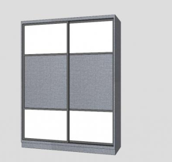 现代推拉式双开门衣柜SU模型下载_sketchup草图大师SKP模型