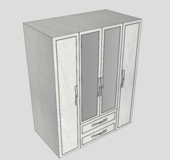 现代四门隔断衣柜SU模型下载_sketchup草图大师SKP模型
