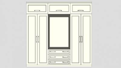 简欧衣柜SU模型下载_sketchup草图大师SKP模型