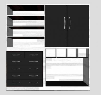 木质黑色衣柜衣帽间SU模型下载_sketchup草图大师SKP模型