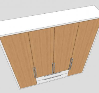 板式四门衣柜SU模型下载_sketchup草图大师SKP模型