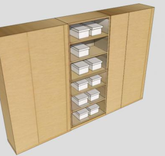 板式四门隔板衣柜SU模型下载_sketchup草图大师SKP模型