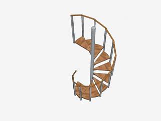 钢木螺旋式楼梯SU模型下载_sketchup草图大师SKP模型