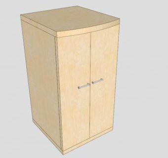 现代实木双开门衣柜SU模型下载_sketchup草图大师SKP模型