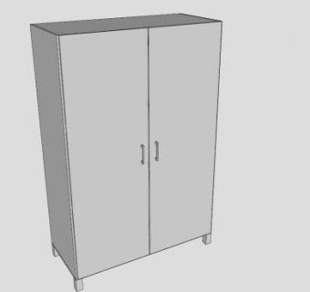 现代双开门白色衣柜SU模型下载_sketchup草图大师SKP模型