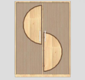 现代简易双开门衣柜SU模型下载_sketchup草图大师SKP模型