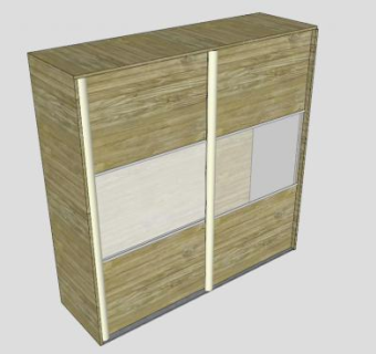 木质推拉门式衣柜SU模型下载_sketchup草图大师SKP模型