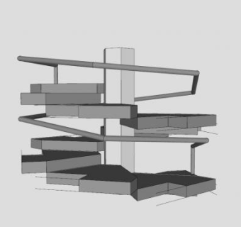 螺旋式护栏楼梯SU模型下载_sketchup草图大师SKP模型