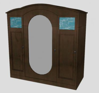 黑色镜子衣柜SU模型下载_sketchup草图大师SKP模型