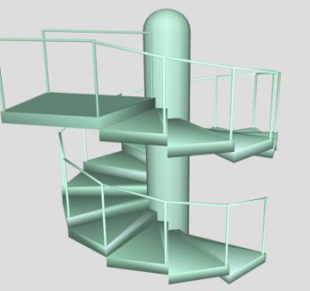 绿色金属旋转楼梯SU模型下载_sketchup草图大师SKP模型